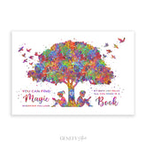 Boy and Girl Reading Book Watercolour Print