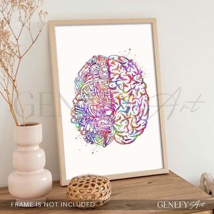 Brain Anatomy Watercolour Art Print - Genefy Art