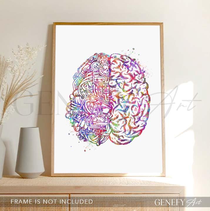 Brain Anatomy Watercolour Art Print - Genefy Art
