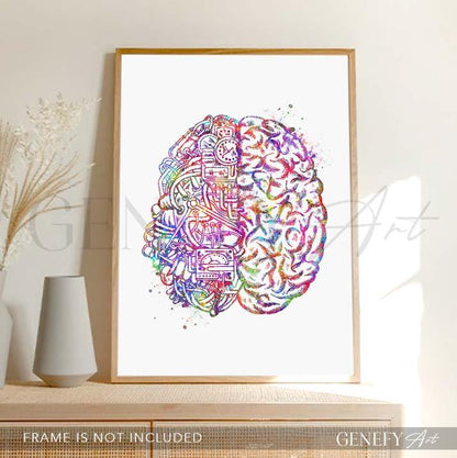 Brain Anatomy Watercolour Art Print - Genefy Art