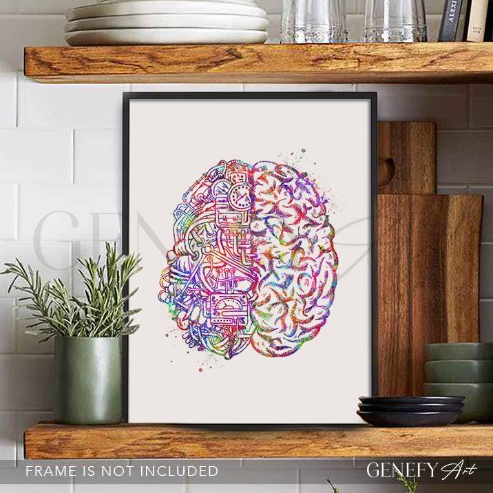 Brain Anatomy Watercolour Art Print - Genefy Art