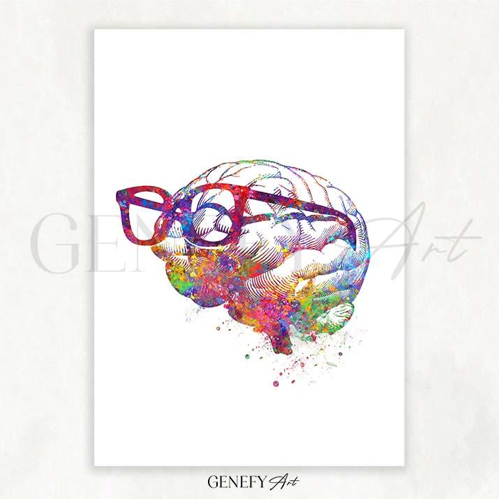 Brain Anatomy Watercolour Art Print - Genefy Art