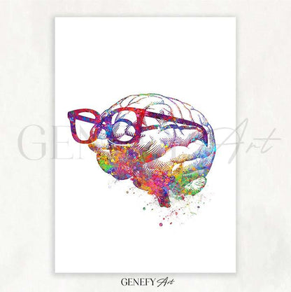 Brain Anatomy Watercolour Art Print - Genefy Art