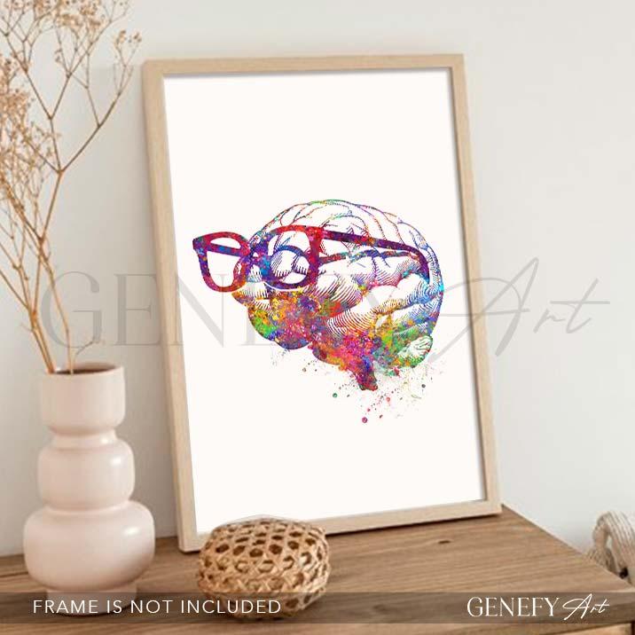 Brain Anatomy Watercolour Art Print - Genefy Art