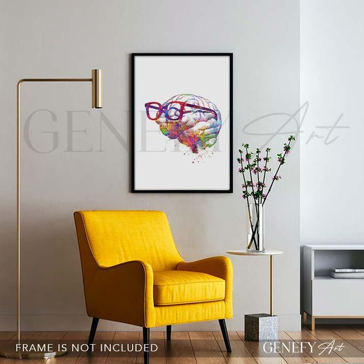 Brain Anatomy Watercolour Art Print - Genefy Art