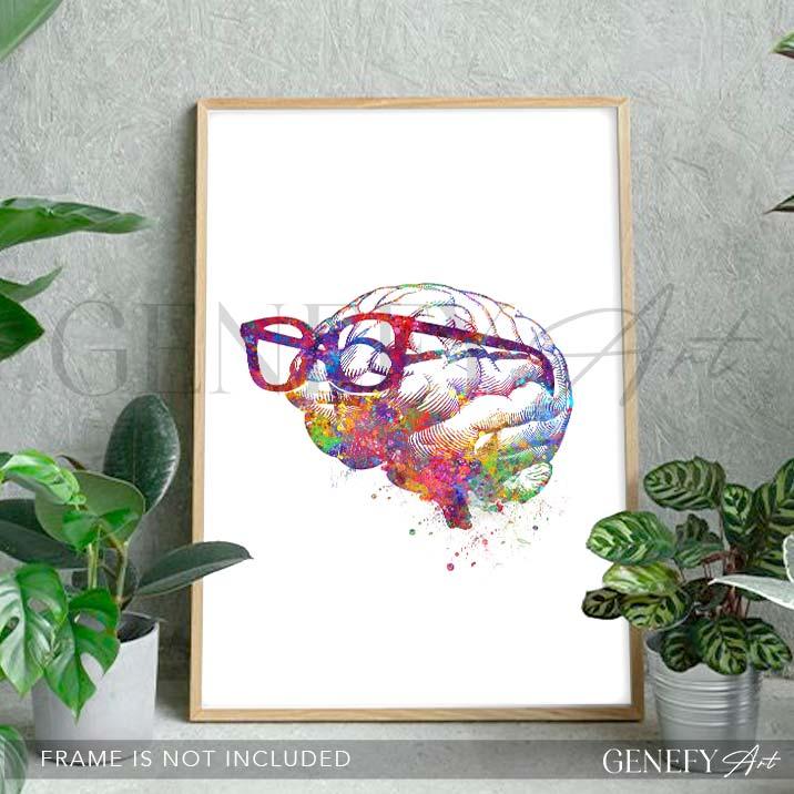 Brain Anatomy Watercolour Art Print - Genefy Art