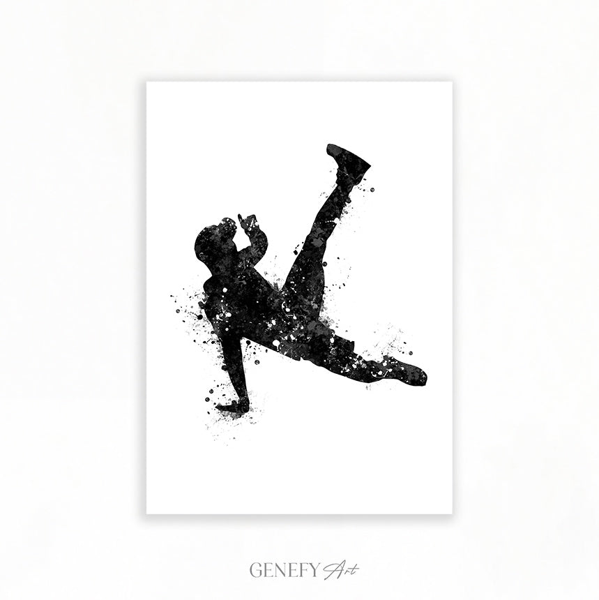 Breakdance Black and White Watercolour Print