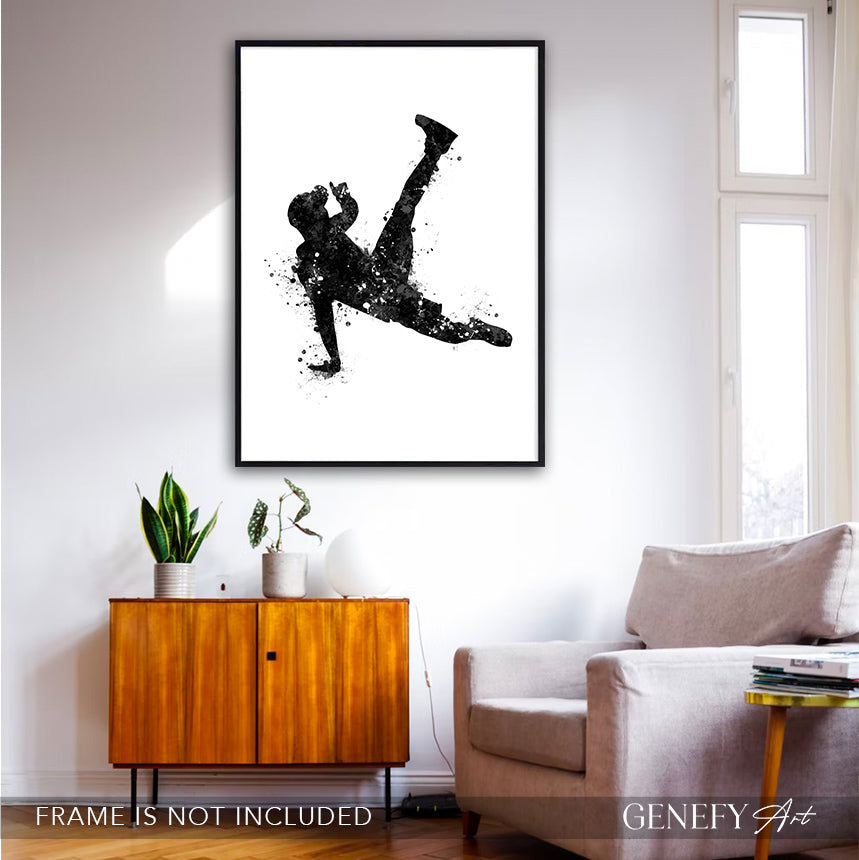 Breakdance Black and White Watercolour Print