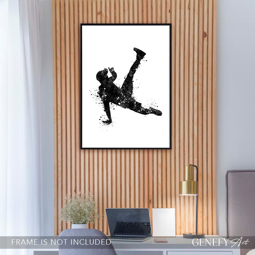 Breakdance Black and White Watercolour Print
