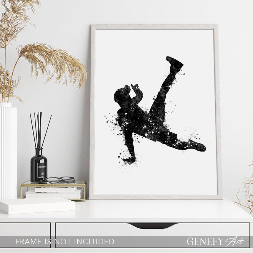 Breakdance Black and White Watercolour Print