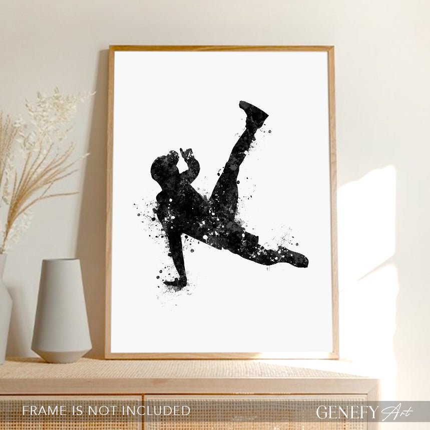 Breakdance Black and White Watercolour Print
