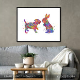 Puppy and Bunny Watercolour Art Print - Genefy Art