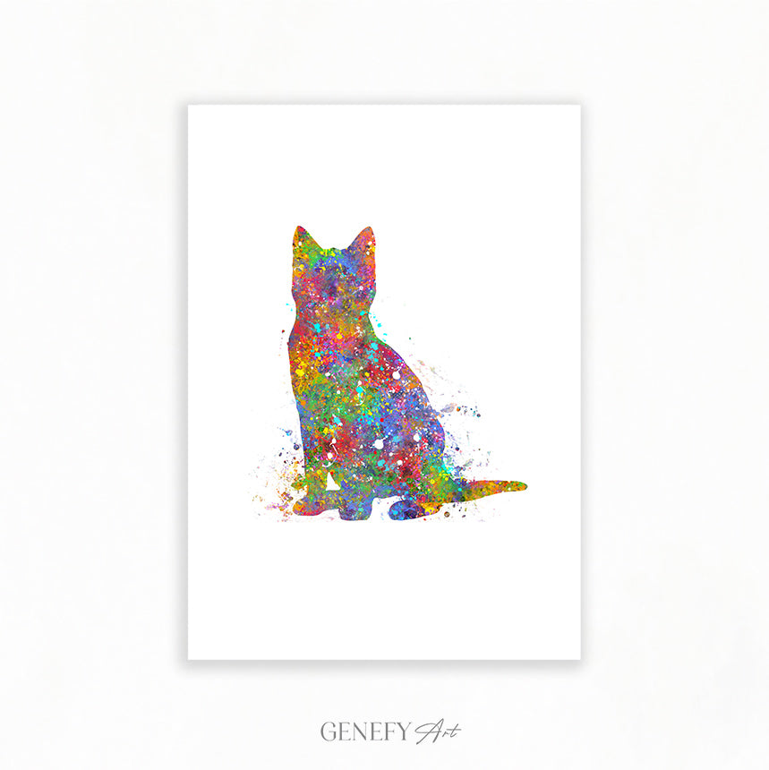 Cat Watercolour Art Print