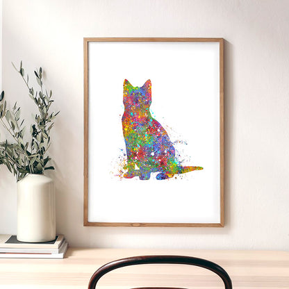 Cat Watercolour Art Print