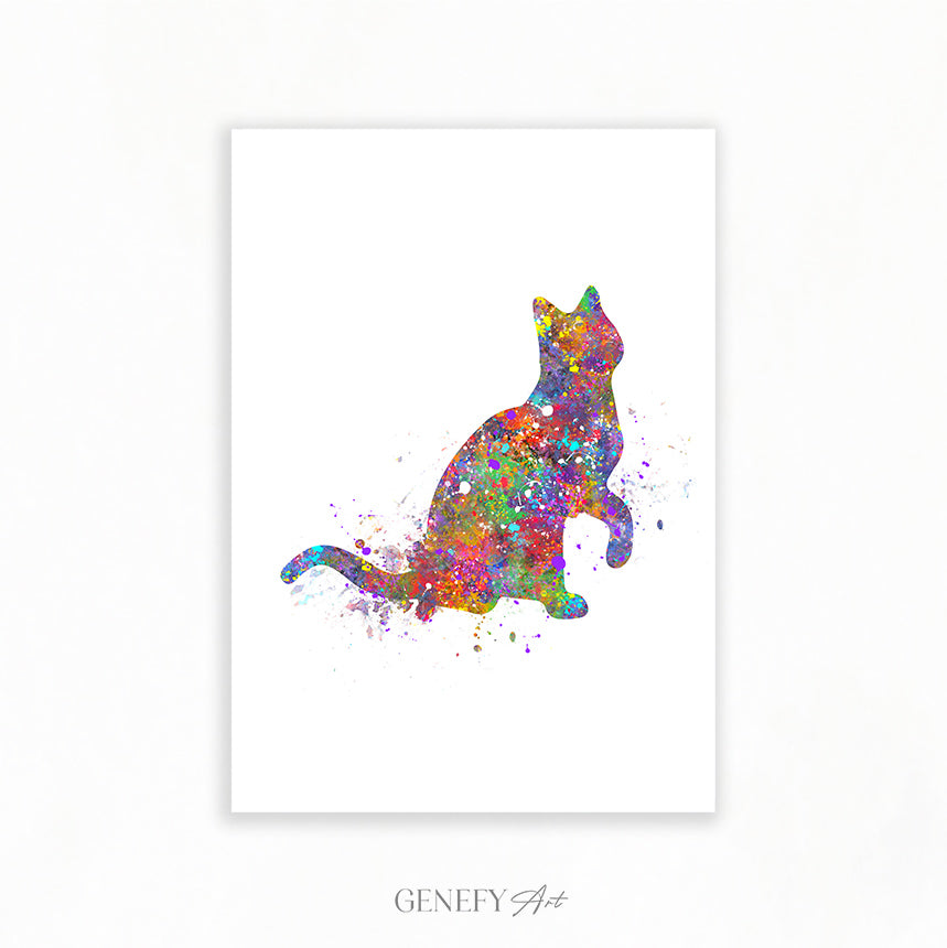 Cat Watercolour Art Print