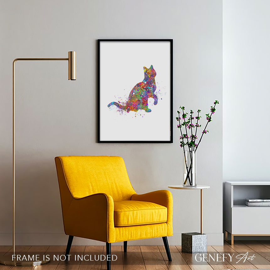 Cat Watercolour Art Print