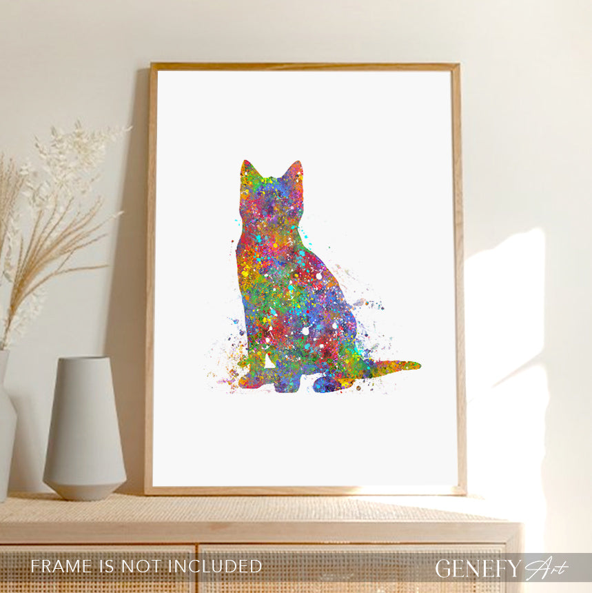 Cat Watercolour Art Print