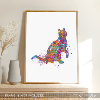 Cat Watercolour Art Print
