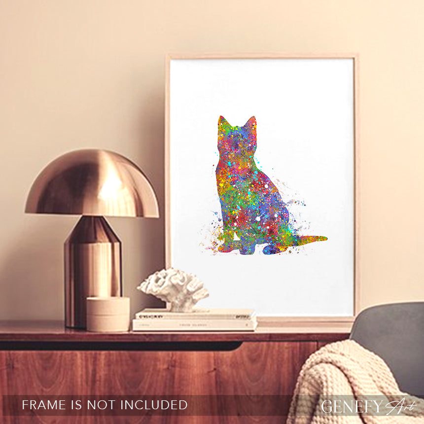 Cat Watercolour Art Print