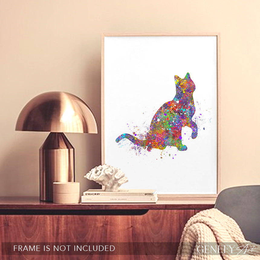 Cat Watercolour Art Print