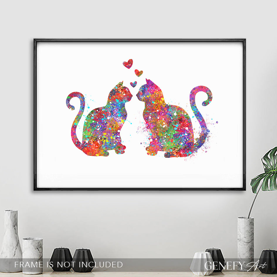 Cat Couple Watercolour Print
