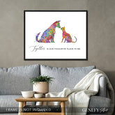 Dog and Cat Best Friends Quote Watercolour Art Print