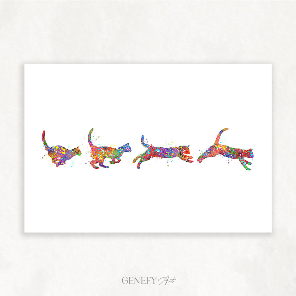 Cat Run Cycle Art Print