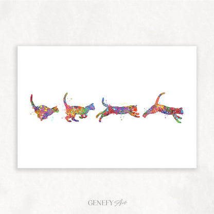 Cat Run Cycle Art Print
