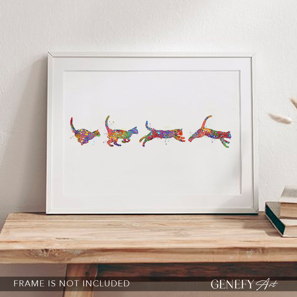 Cat Run Cycle Art Print