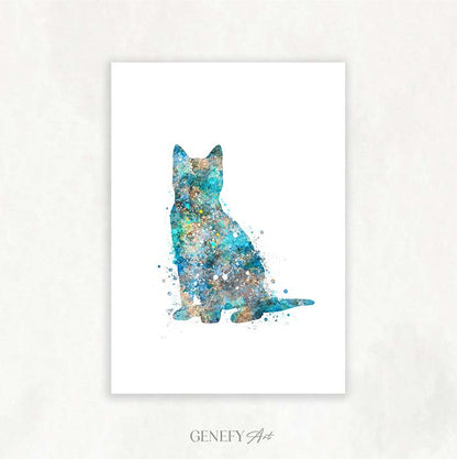 Cat Watercolour Print