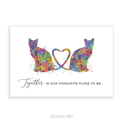 Cat Couple Watercolour Print