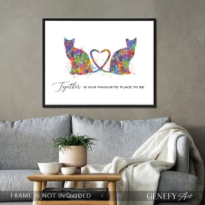 Cat Couple Watercolour Print