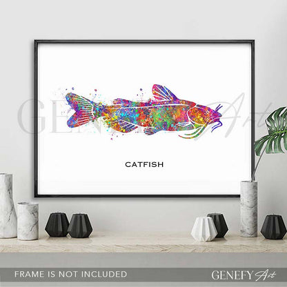 Catfish Watercolour Print