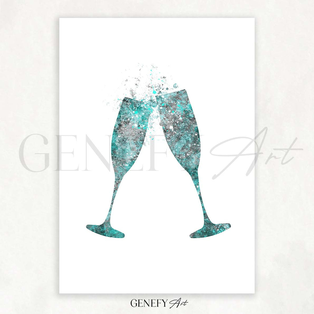 Champagne Flute Watercolour Print