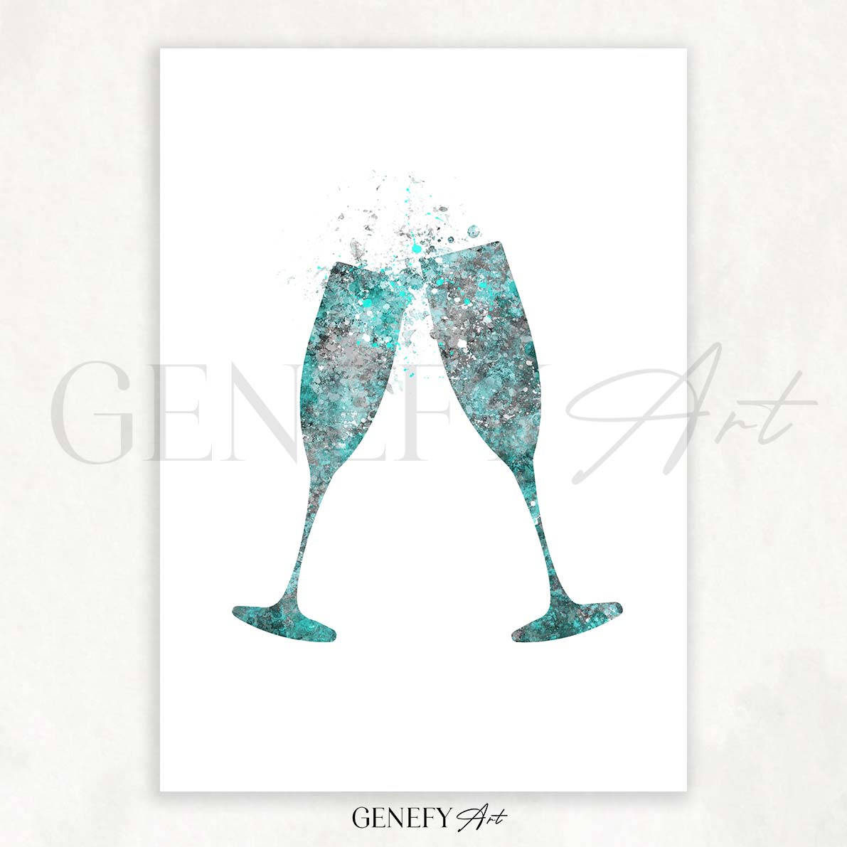 Champagne Flute Watercolour Print