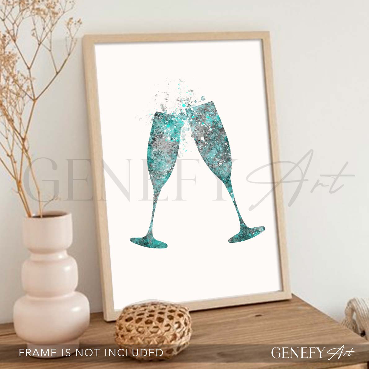 Champagne Flute Watercolour Print