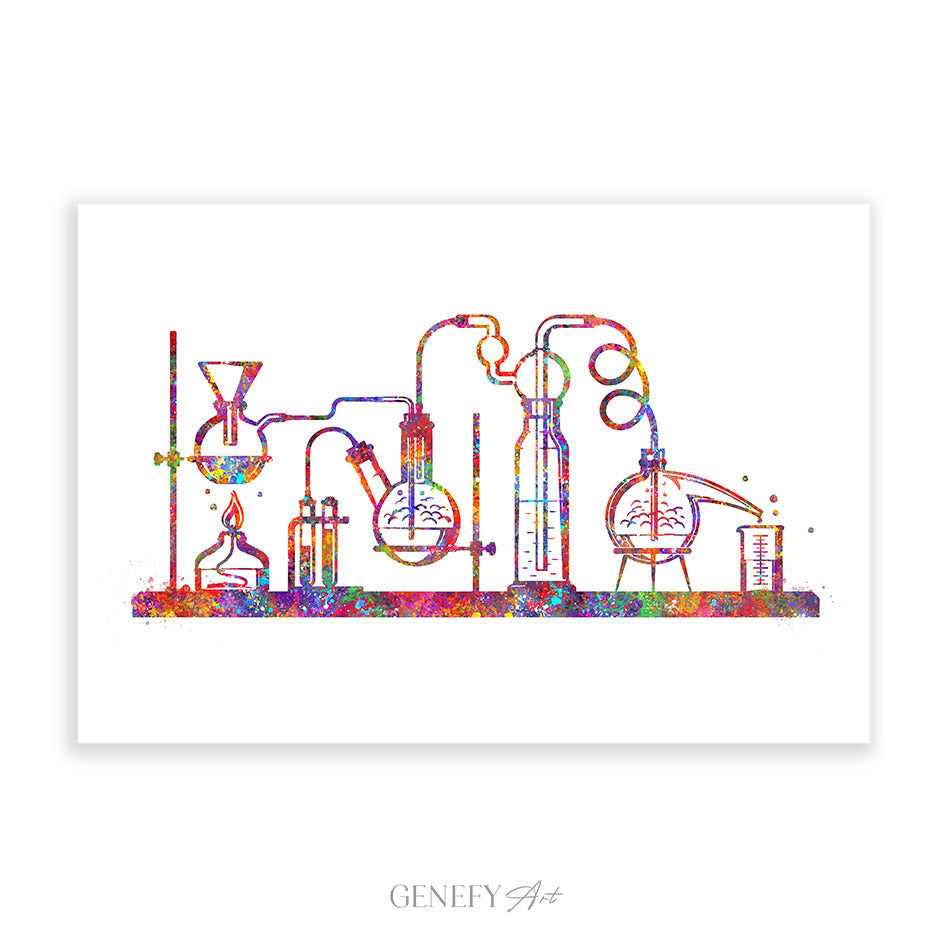Chemistry Lab Watercolour Art Print