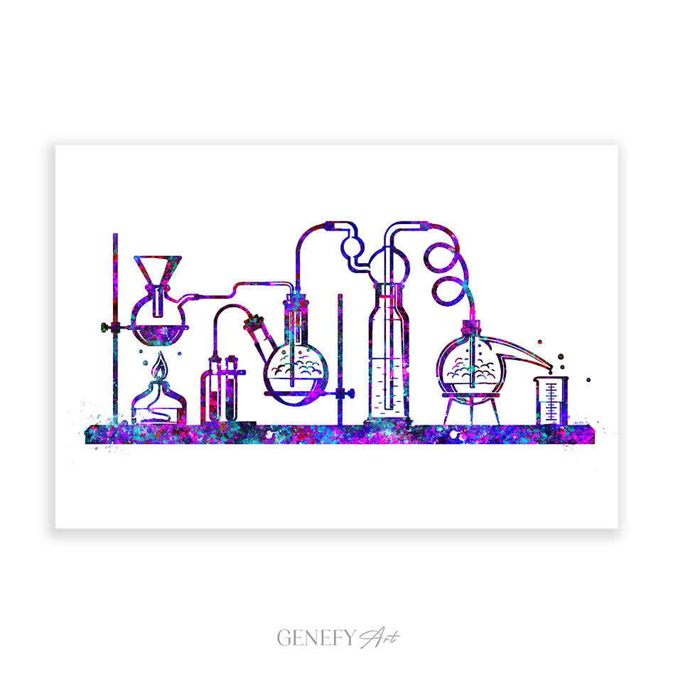 Chemistry Lab Watercolour Art Print