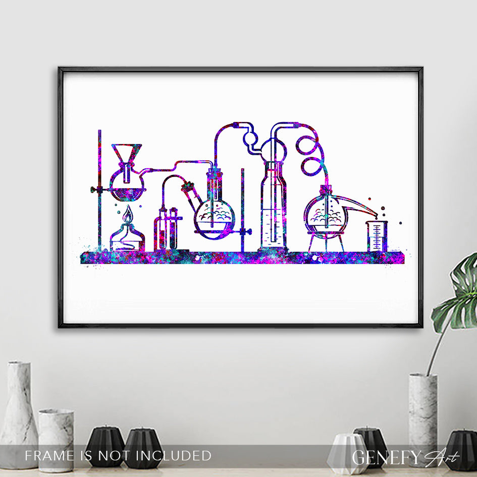 Backround Lab Art Chemistry Lab Watercolour Art Print - Chemistry Lab Art, Chemistry ...
