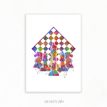 Chess Watercolour Art Print
