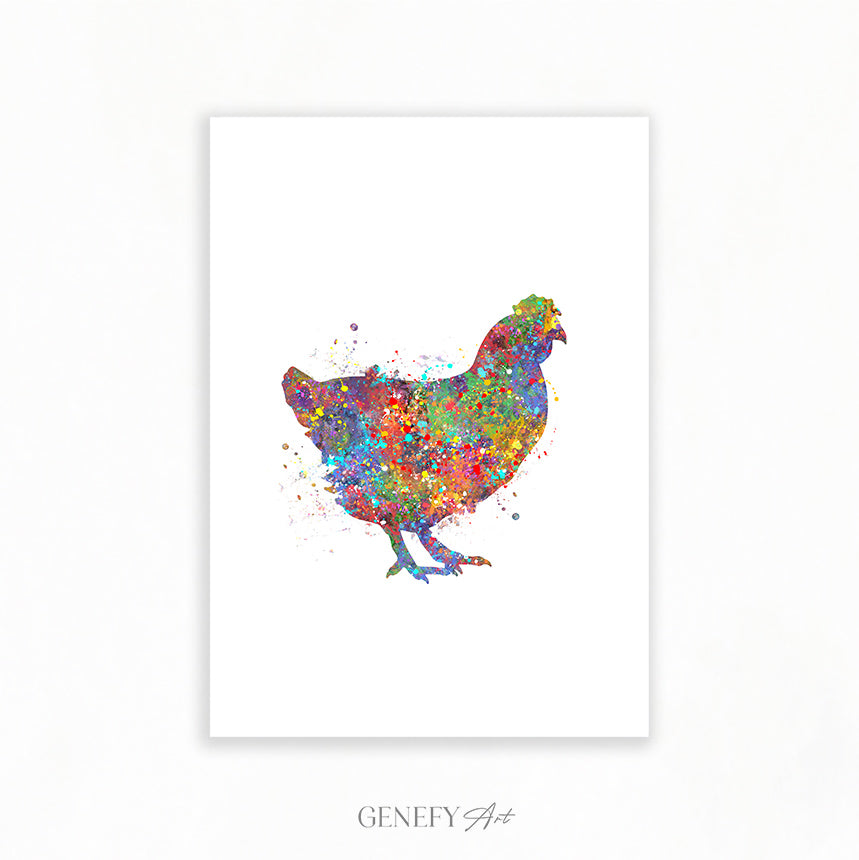 Chicken Watercolour Art Print