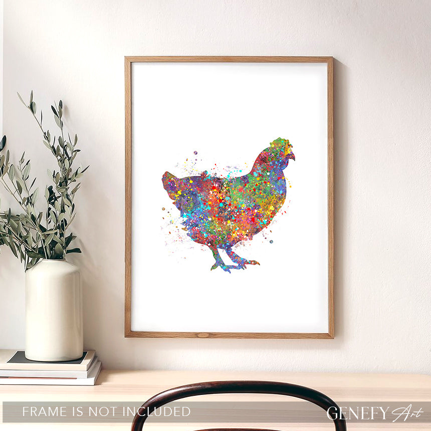 Chicken Watercolour Art Print