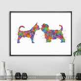 Chihuahua and Yorkiepoo Watercolour Print