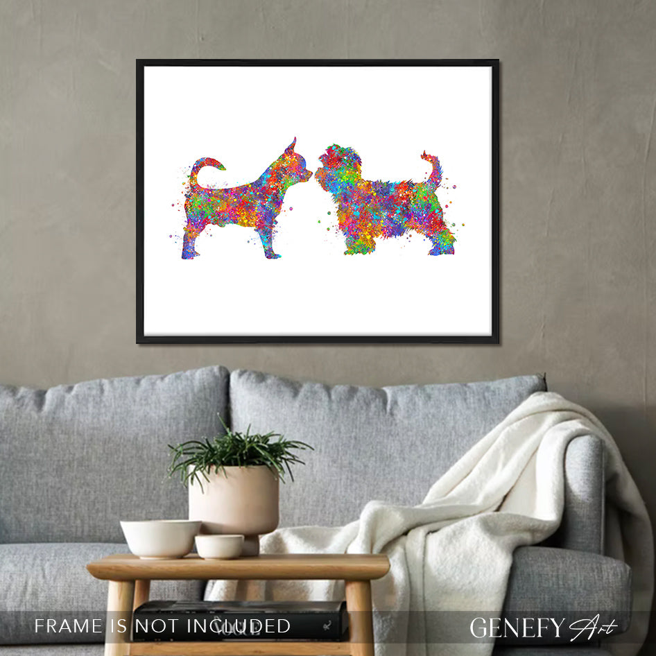Chihuahua and Yorkiepoo Watercolour Print