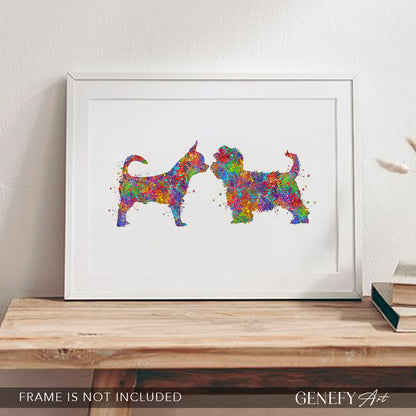 Chihuahua and Yorkiepoo Watercolour Print