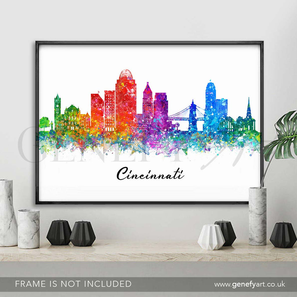 Cincinnati Skyline Watercolour Print - Genefy Art
