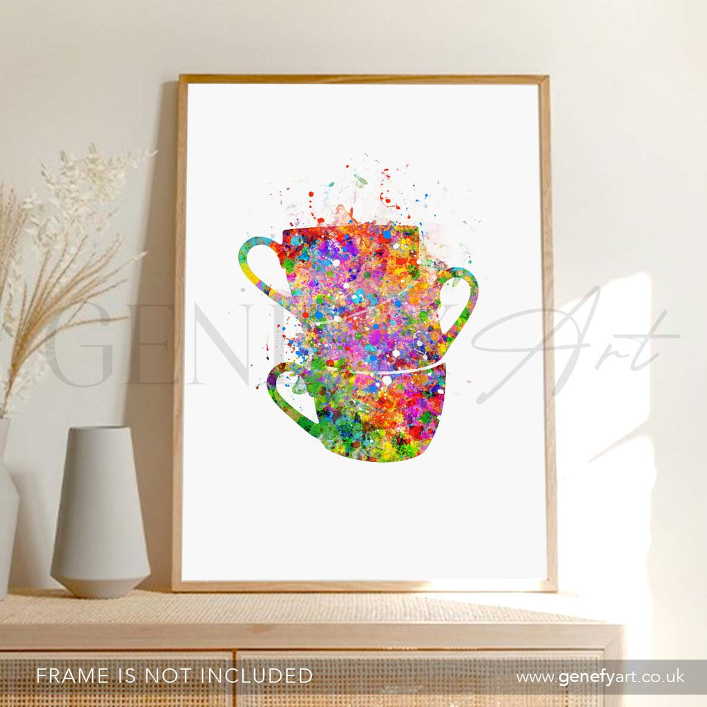 Coffee Cups Watercolour Print - Genefy Art