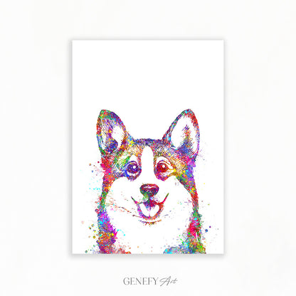Corgi Portrait Watercolour Print