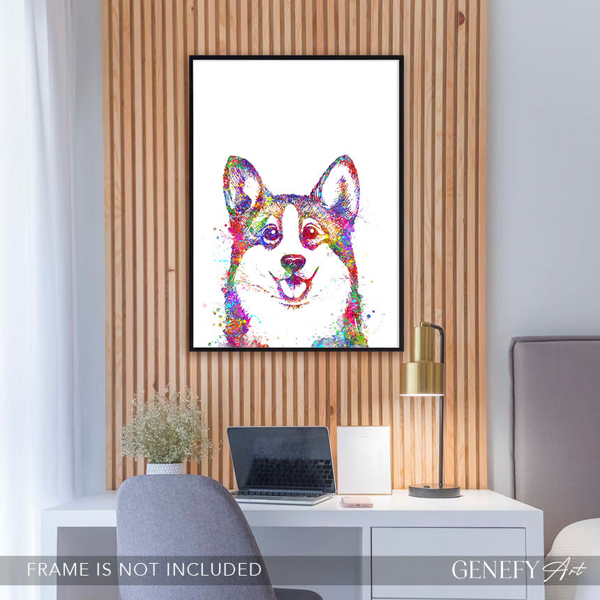 Corgi Portrait Watercolour Print