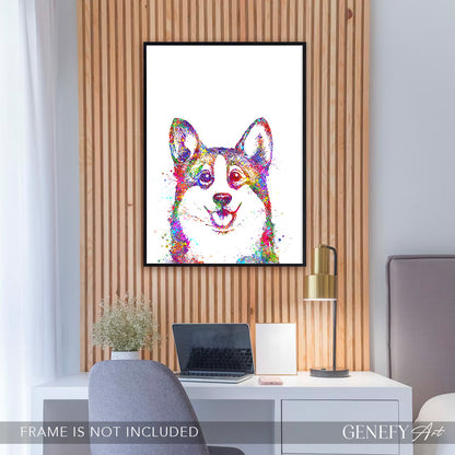 Corgi Portrait Watercolour Print
